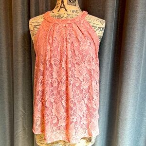 New, Cable & Gauge, pink, racer back, lace blouse